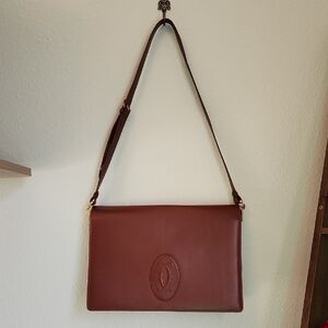 Classic Burgundy Cartier Leather Shoulder Bag